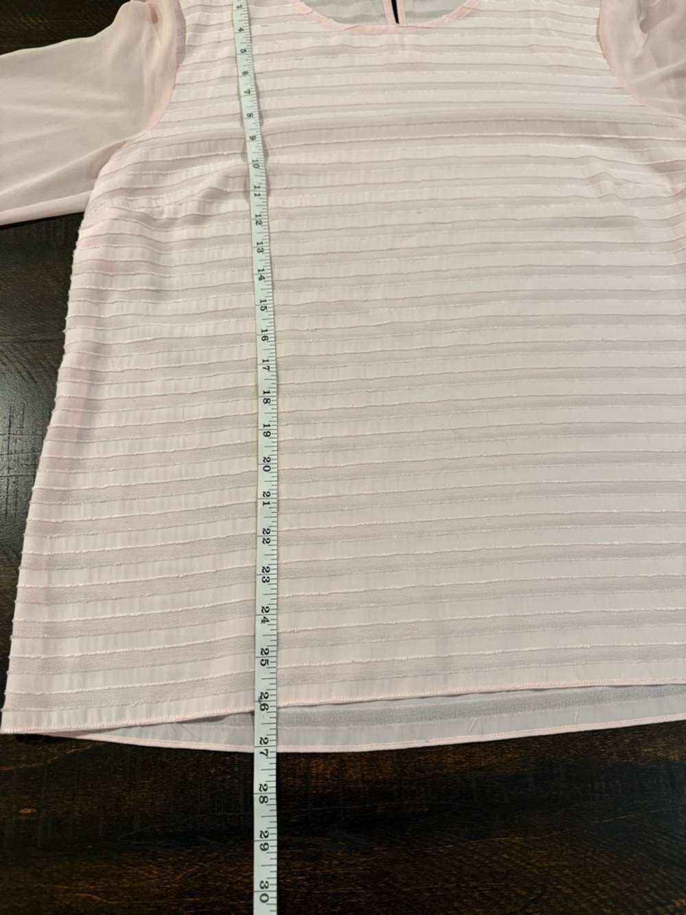 Vince Camuto Blush Pink Sheer Stripe Blouse L Lightweight Dressy Top - Picture 10 of 11